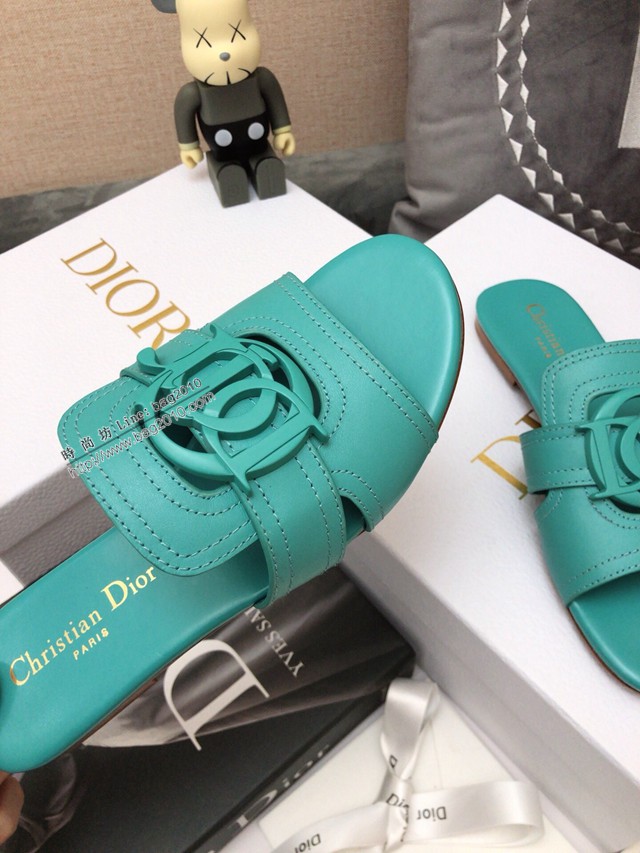 Dior迪奧2021春夏新款果凍色女鞋 CD字母logo五金扣平底鏤空人字拖夾趾涼鞋 dx2854